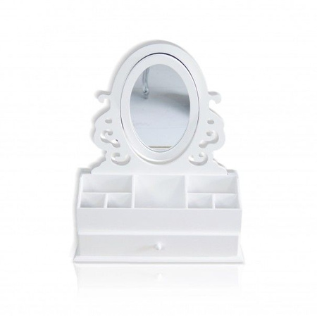 Toaletka z serii Romantic, przegrody, lustro, matowa biel.